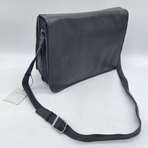 B-Bags Barganza Genuine Leather Messenger Bag Black Briefcase 13x9.5x5” 8737W